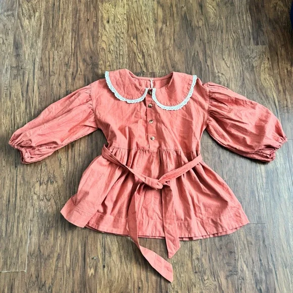 Free People Blouse with Lace Trim Peter Pan Collar - Picture 5 of 9